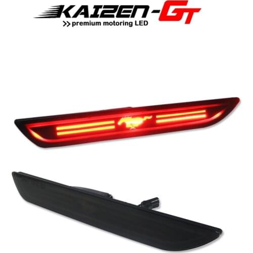 Smoked Lens Red LED 48-SMD 3D Mustang Design Rear Bumper Side Marker Lights For 2015-2018 Ford Mustang Fender Side Marker Lights