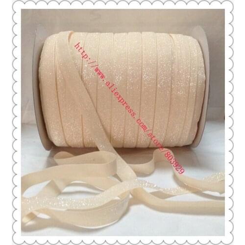 Stretch Metallic Velvet Ribbon Nude Sparkle Ribbon 5/8" Elastic Frosted Nude Glitter Ribbon