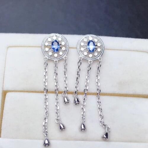 Elegant Tassels cirque natural blue sapphire drop earrings Natural gemstone earrings 925 silver girl women party gift jewelry
