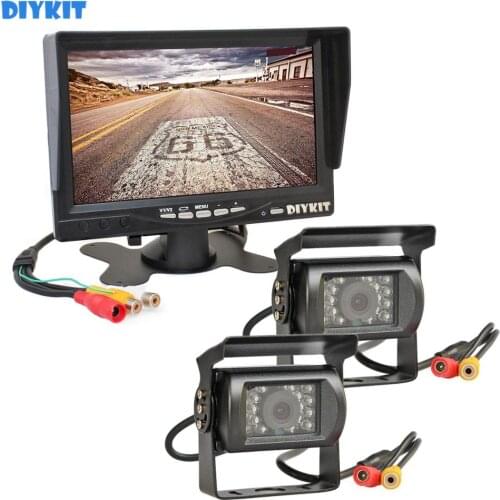 DIYKIT 2 x IR CCD Rear View Car Camera + 7 inch HD TFT LCD Car Monitor Reverse Rear View Monitor Remote Control