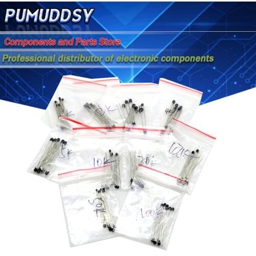 100pcs=10value*10PCS NTC Thermistor Resistor Kit NTC-MF52AT 1K 2K 3K 4.7K 5K 10K 20K 47K 50K 100K +-5% 3950B