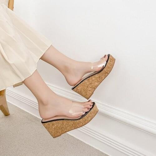 Summer New Fashion Wedge Heels Sandals Women Platform Roman Transparent Pumps Shoes