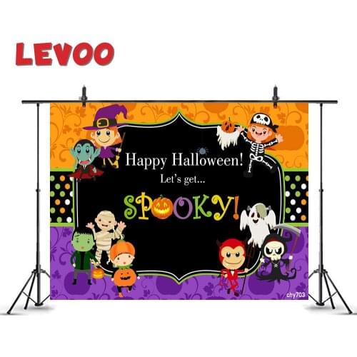 LEVOO Happy Halloween Backdrop Pumpkin Lanterns Lets Get Spooky Ghost Background For Photography Printed Shoot Props Photophone
