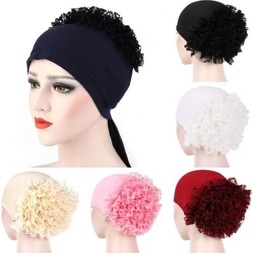 Muslim Fashion Womens Hijabs Muslim Headscarf Pile Heap Cap Women Soft Comfortable Turban Islamic Black Chemotherapy Hat