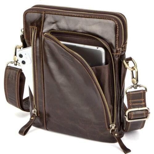 Men Bag 100% Genuine Cow Leather Messenger Bags Flap Casual Men Solid Handbags Famous Brand Small Male Shoulder Crossbody Bags