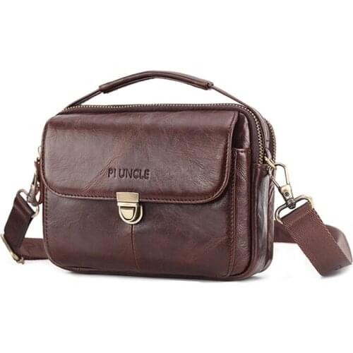 Genuine Leather mens wear belt phone pockets multifunctional Waist bag shoulder bag men cigarette case Mobile phone handbag