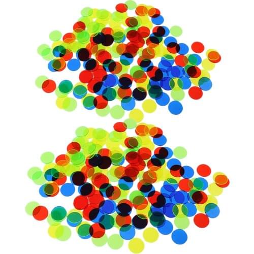 SET OF 200 PROFESSIONAL BINGO GAME TRANSPARENT COUNTERS PLASTIC MARKER COLORFUL