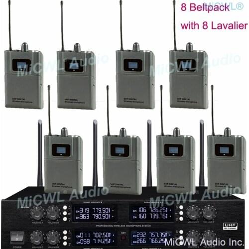 New Generation Digital Wireless Microphone 8 Tie Clips Lavalier Cardioid Microfone System 600-699MHz 400 Channel