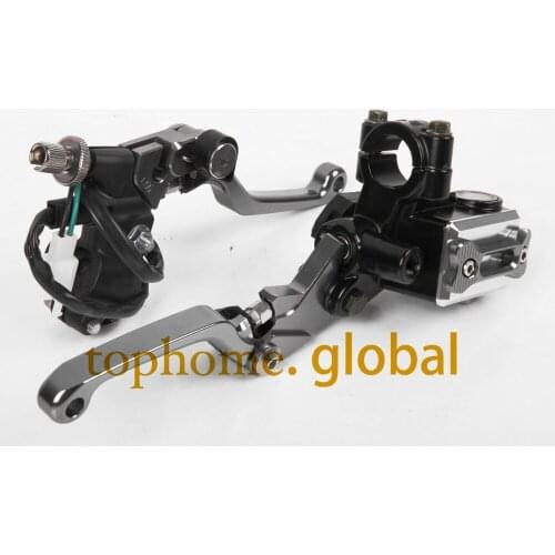 New CNC 7/8" Brake Master Cylinder Pressure Switch Reservoir Levers Dirt Pit Bike Set For SUZUKI RM125/250 2004 2005 2006-2013