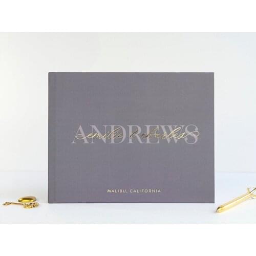 Personalized names and date Wedding Guest Book, Wedding Guestbook,Horizontal Gold Foil birthday Monogram Custom Keepsake Book