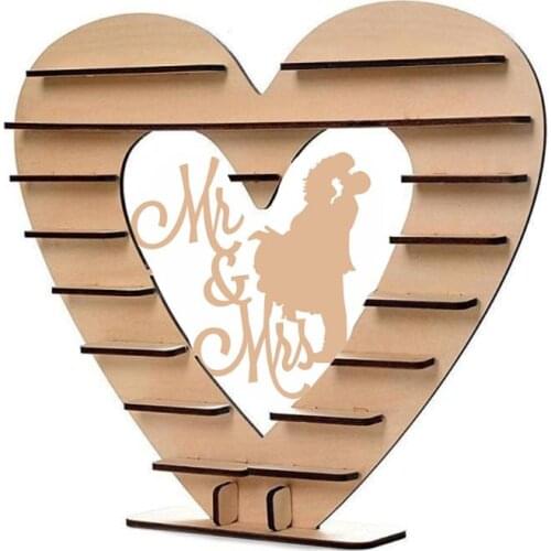 Couple-Mr&Mrs Wooden Heart Chocolate Dessert Candy Display Stand Centerpiece Decor Holder Wedding Party Bars