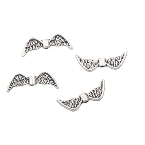Wings Beads DIY Made Charms Custom Accessories Separators For Beads Vintage Plated Jewelry Fittings Metal 8x21x3mm 100pcs/lot