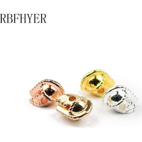 RBFHYER 8x12mm 4pcs Natural Stone Hematite Rose gold silvers Helmet Spacer loose Beadss For Jewelry Making DIY Bracelets