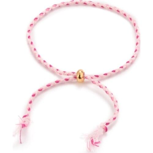 30pcs Adjustable Braided Cotton Cords Slider Bracelets Making Brass Beads Colorful for Men Women Jewelry Gift Handmade Finding