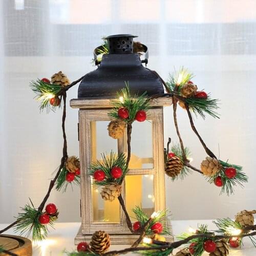 Christmas Pine Cones Branch LED String Light Christmas Tree Ornaments Outdoor Waterproof Xmas Party Garland Decorations 2022 New