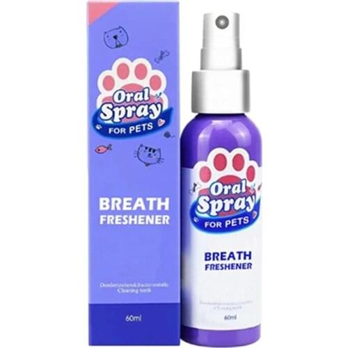 60ml Pet Spray Dog Oral Care Bad Breath Teeth Cleaning Breath Freshener Plaque Remover Pet Deodorant Pet Care Supply