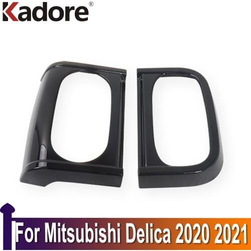 Car Styling For Mitsubishi Delica 2020 2021 ABS Black Interior Front Water Cup Holder Cover Trim Frame Accessories