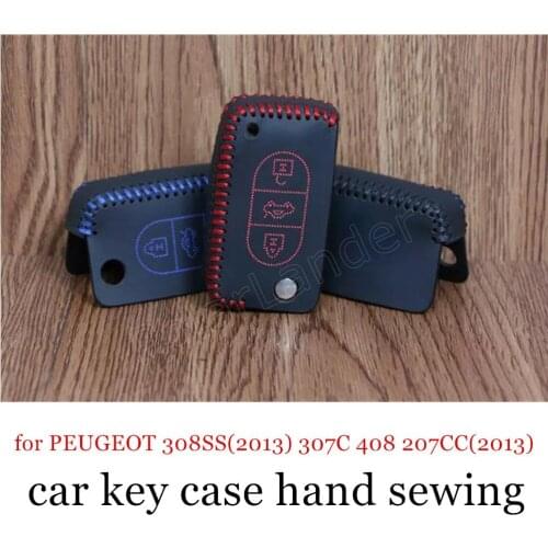 Only Red hot sale fit for PEUGEOT 308SS(2013) 307C 408 207CC(2013) RCZ(2014) hand sewing leather car key case cover