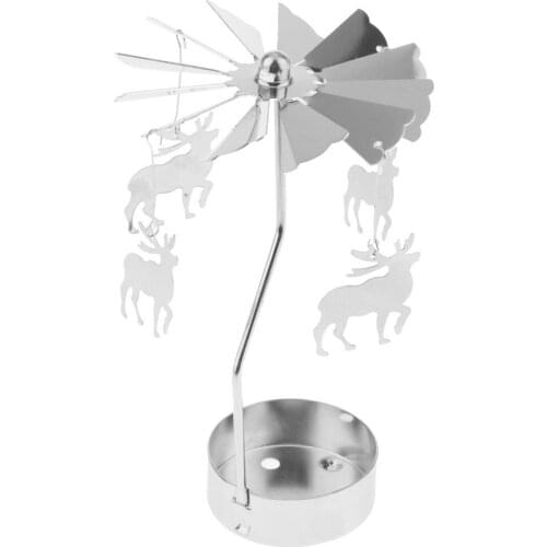 Spinning Candle Holder, Silver Plated Metal Cut Tea Light Candle Stick for Tabletop Centerpiece Xmas Decoration