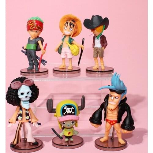 Bandai Japanese Anime One Piece Q Version Hand-run 6-player Luffy Soron Chopper Two-dimensional Model Peripheral Animation