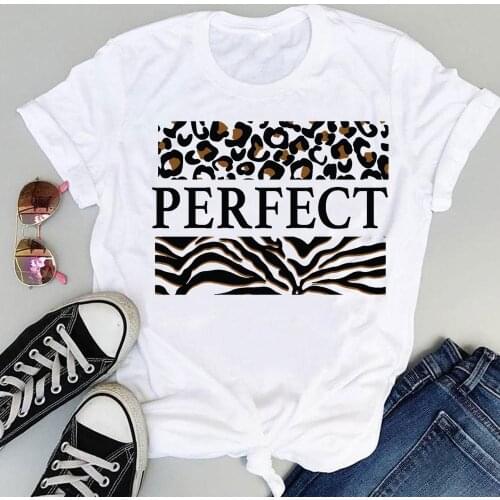 Women Fashion Print Sweet Leopard Letter Trend New Style Cute Summer Short Sleeve Lovely Clothes Tops Tees Tshirt T-Shirt
