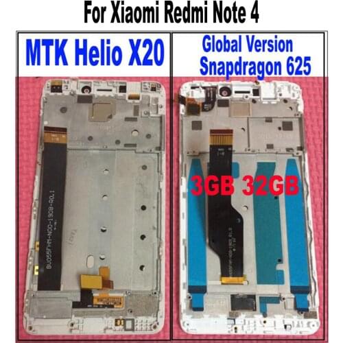 NOTE 4 4X Snapdragon 625 / MTK Helio X20 LCD Display Touch Screen Digitizer Assembly Sensor + frame For Xiaomi Redmi Note 4X