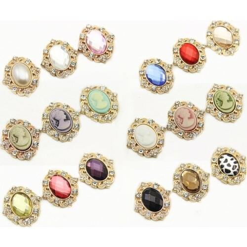 2020New 50Pcs Gold Oval Acryl Center Retro Buttons for DIY Hair Accessoriess and Phone Case Decoration PLY74
