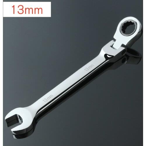 1pcs 13mm Open End Ring Combination Ratchet Handle Spanner Wrench Set Bike Torque Open End Wrench Torque Ratchet Flexible Head