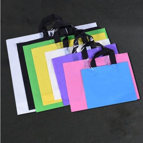 100pcs/lot Custom Logo Clothing Shopping Bags With Handle Plastic Gift Bag Print One Color Logo On One Side Free Design