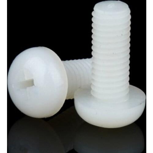 1000pcs wholsale M2 M2.5 M3 M4 white Nylon Plastic insulation Phillips Cross Recessed round pan Head Screw