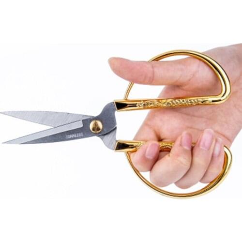 15.5/8.6CMGold Scissors Stainles Steel Vintage High Quality Sharp Strong Shear Fabric Leather Cutter schaar Professional Tailor