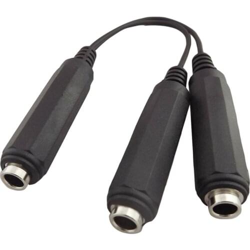 1x 6.35mm Stereo Female To Dual 6.35mm Female Jack Audio Adapter Y Splitter Connector Cable 20cm