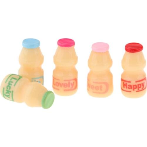 5 Pieces Dollhouse Miniature Soft Drink Yogurt Bottles Model Toy Decor Suitable for 1:12 scale dollhouse miniature accessory