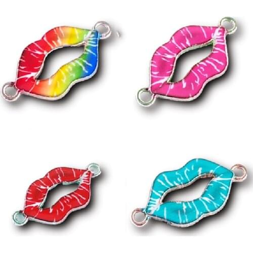 8Pcs Handmade Enamel Sexy Lips Connectors DIY Bracelet Pendants For Women Jewelry Crafts Making Accessories 27 * 13mm P396