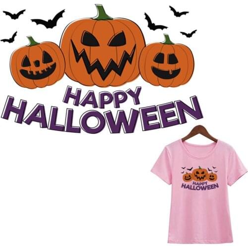 Happy Halloween Appliques On Fabric Clothes Stickers Heat Transfer Diy Accessory Fashion Iron On Iron On Patches