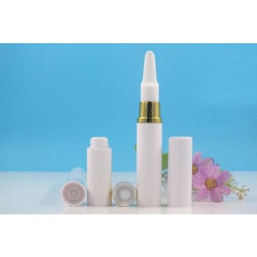 10ML white Plastic Airless Bottle gold Long Press Pump white lid Lotion/Emulsion/Eye Serum/Essence Skin Care Cosmetic Packing