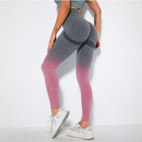 Seamless Gradient Smiley High Waist Yoga Pants Fitness Pants Gym Push Hip Sports Running Yoga Clothes Breathable Leggings Women