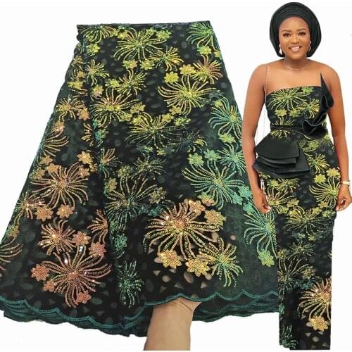 Bestway Latest Sequin African Velvet Lace Fabric 2020 High Quality Women Party Soft Embroidery 5 Yards Nigerian Lace Fabric