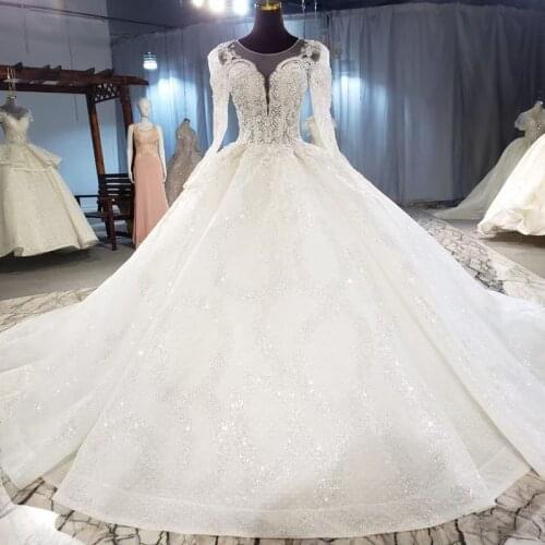 Sparkle Wedding Dress Beading Vestido De Noiva Dubai Ball Gowns Bridal Dress Saudi Arabic Wedding Gowns Gorgeous Trouwjurk