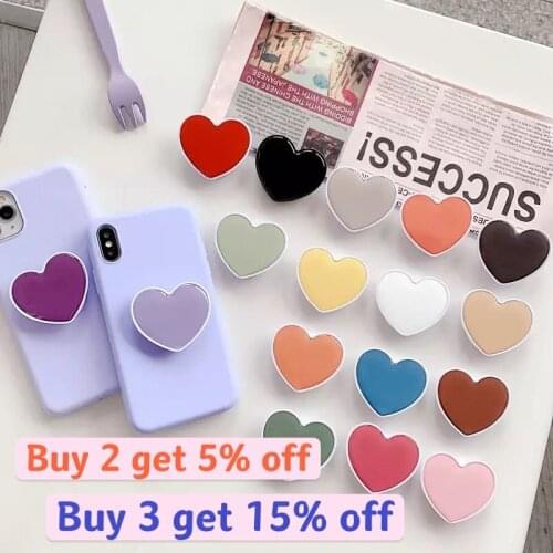 Glitter Love heart fold finger grip mobile phone holder for iphone samsung xiaomi huawei case cute silicone holder stand bracket
