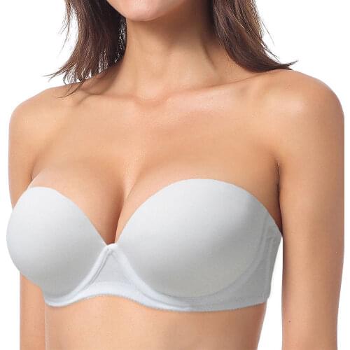 YANDW Sexy Wedding Multiway Underwear Add 2 Cup Super Padded Push Up Bra White Black Strapless Bras Size 32 34 36 38 40 A B C D