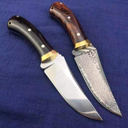 Damascus steel VG10 Handmade forged hunting Straight knife Rosewood handle Damascus Steel Fixed Blade Knife