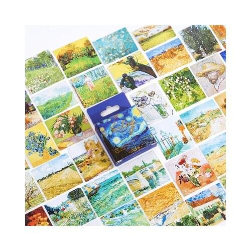 45 pcs/box Van Gogh starry sky Decorative Stickers Scrapbooking diy Stick Label Diary Stationery Album Journal stickers