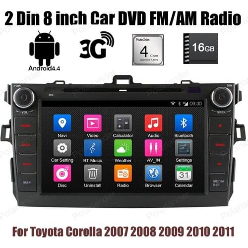 For Toyota Corolla 2007 2008 2009 2010 2011 2 Din 8 inch Car DVD player BT GPS wifi 16G 4 core stereo Android 4.4 radio