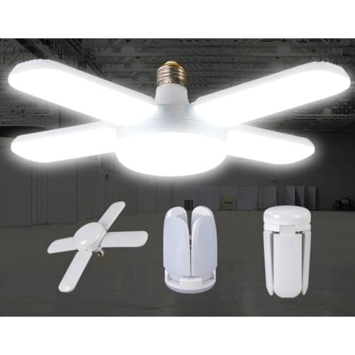 E27 LED Bulb Folding LED Lamp Light 50W Ceiling Fan Lampada AC 85-265V Fan Blade Bulb Spotlight Light for Home Garage Lighting