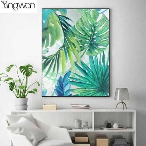 Tropical Plants Full Diamond Embroidery Pattern Diamond Painting Cross Stitch 5d Diy Pictures Mosaic Rhinestone Green Leaf Decor
