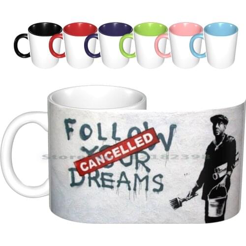 Banksy Follow Your Dreams Ceramic Mugs Coffee Cups Milk Tea Mug Banksy Follow Dreams Your Painter Graffiti Urban Cool Creative