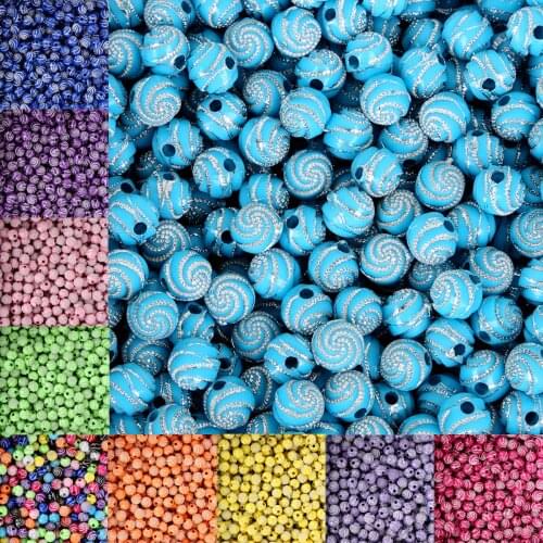 Wholesale Retail 100 piece/lot 8mm Screw Shiny Acrylic Round Ball Spacer Loose Beads for diy Bracelet Necklace Jewelry Making