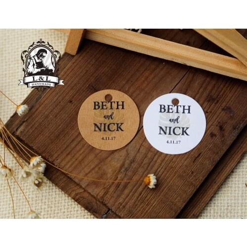 200 pcs 3.5cm round kraft/white paper label product label ANNIVERSARY Greetings thank you tags hen weekend tag attend a wedding
