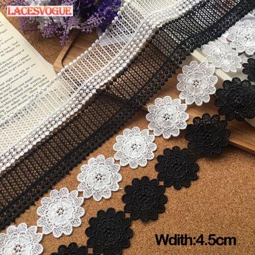 7yards(14y) 4.5cm Embroidery lace ribbon Necklace material DIY patchwork Dress edge Garment needlework sewing accessories 225